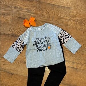 Pumpkin Spice & Jesus Christ Shirt with matching bow